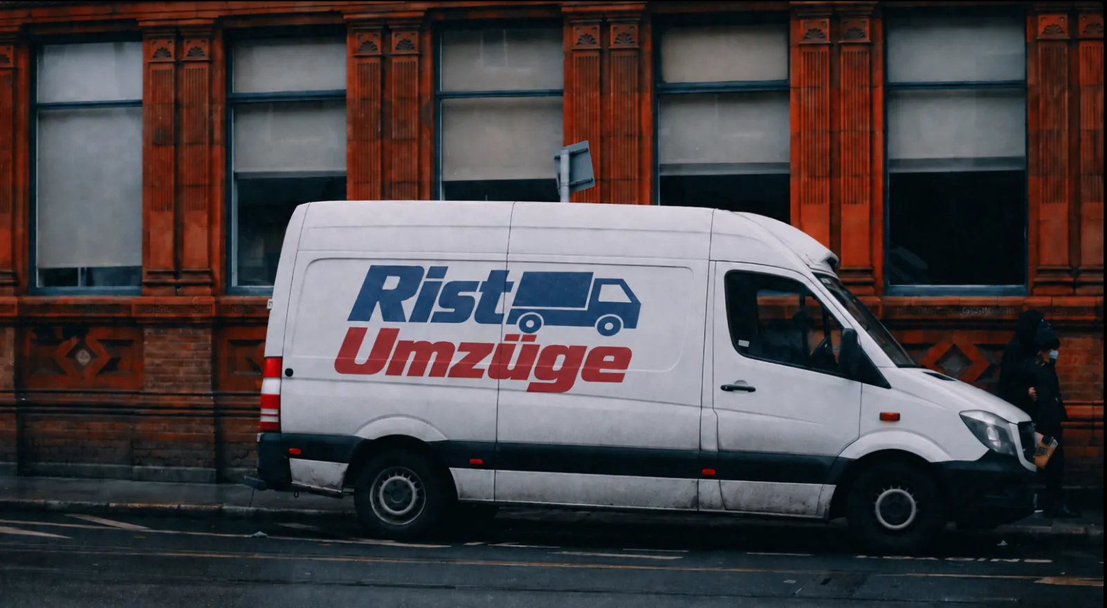 Beschrifteter Transporter eines Umzugsunternehmens